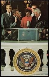 Walter Mondale takes the oath as Vice-President of the United States. House Majority Leader "Tip" O'Neill administers the oath. Carter Inauguration - January 20, 1977.