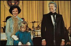All dressed up for the Presidential Ball: Rosalynn Carter, Amy Carter, President Jimmy Carter. Carter Inauguration - January 20, 1977.