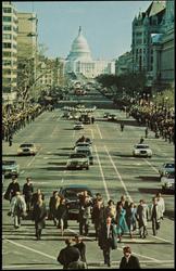 Famous mile and a half "Carter Walk" with Capitol in the background. After the inauguration January 20, 1977.