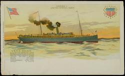 U.S.H.S. SOLACE 
BUILT BY THE NEWPORT NEWS SHIPBUILDING & DRY DOCK CO. NEWPORT NEWS, VIRGINIA, IN 1896.
LENGTH, 361 FEET, 2 INCHES. BEAM, 44 FEET. DRAFT, 22 FEET. DISPLACEMENT, 4,700 TONS. SPEED, 15 KNOTS.