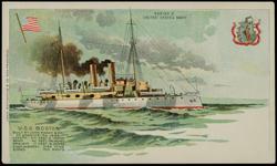 U.S.S. BOSTON.
BUILT BY BY JOHN ROACH & CO. AT CHESTER, PA, 1885.
LENGTH, 271 FEET, 2 INCHES. BEAM, 42 FEET, 1 3/4 INCHES. DRAUGHT, 17 FEET, 6 INCHES. DISPLACEMENT, 3195 TONS. SPEED, 15 1/2 KNOTS.
