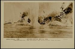 JUTLAND BATTLE, MAY 31ST, 1916. 1st Battle Squadron Display in Action. "Valiant" (Capt. Woollcombe), "Barham" (Rear-Adml. Evan Thomas). "Warspite" (Capt. Phillpots).
