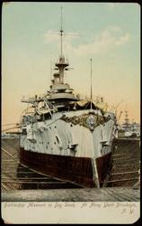 Battleship Missouri in Dry Dock. At Navy Yard, Brooklyn, N.Y.