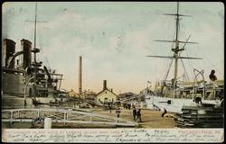 BATTLESHIPS IN DRY DOCK AT LEAGUE ISLAND NAVY YARD. PHILADELPHIA, PA.
