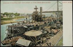 BUILDING OF BATTLE SHIP NEW JERSEY AT FORE RIVER IRON WORKS. QUINCY, MASS.