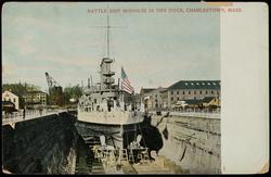 BATTLE SHIP MISSOURI IN DRY DOCK, CHARLESTOWN, MASS.