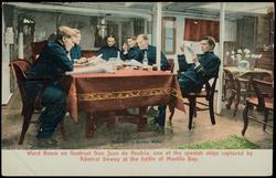 Ward Room on Gunboat Don Juan de Austria, one of the spanish ships captured by Admiral Dewey at the battle of Manila Bay.

