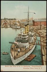 Bird's Eye View of U.S. Battleship "Massachusetts", Brooklyn Navy Yard, N.Y.
