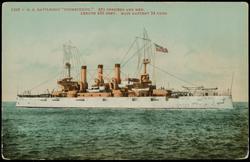 1268 - U.S. BATTLESHIP "CONNECTICUT." 
881 OFFICERS AND MEN. LENGTH 450 FEET. MAIN BATTERY 24 GUNS.

