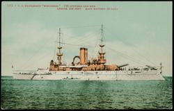 1275 - U.S. BATTLESHIP "WISCONSIN."  
750 OFFICERS AND MEN. LENGTH 368 FEET. MAIN BATTERY 18 GUNS.
