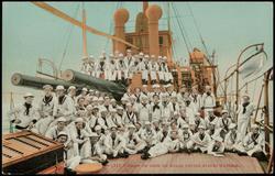 1325 - CREW ON DECK ON BOARD UNITED STATES WARSHIP.
