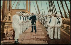 1327 - LESSON IN SPLICING ROPES ON BOARD UNITED STATES WARSHIP.
