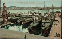 1302 - U.S. TORPEDO FLEET. TORPEDO BOATS AND DESTROYERS. IN HARBOR AT A UNITED STATES NAVY YARD.
