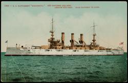 1306 - U.S. BATTLESHIP "MINNESOTA." 
600 OFFICERS AND MEN. LENGTH 424 FEET. MAIN BATTERY 14 GUNS.
