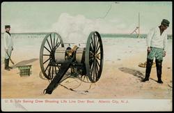 U.S. Life Saving Crew Shooting Life Line Over Boat. Atlantic City, N.J.