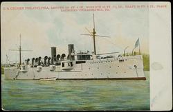 U.S. CRUISER PHILADELPHIA, LENGTH 327 FT. 6 IN., BREADTH 48 FT. 7 1/2 IN., DRAFT 19 FT. 6 IN., PLACE LAUNCHED PHILADELPHIA, PA.
