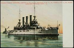 U.S. BATTLESHIP MISSOURI, LENGTH 393 FT. 11 3/8 IN., BREADTH 72 FT. 2 1/2 IN., DRAFT 23 FT. 8 1/2 IN., PLACE LAUNCHED NEWPORT NEWS, VA.