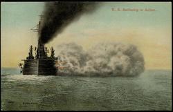 U.S. Battleship in Action.