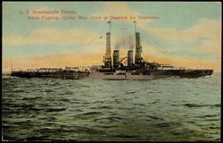 U.S. Dreadnaught Florida. When Flagship - Under Way, Crew at Quarters for inspection.