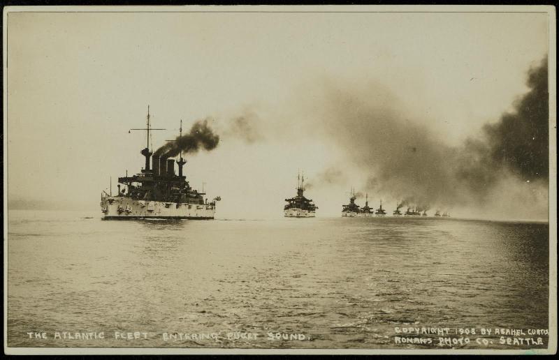 THE ATLANTIC FLEET ENTERING PUGET SOUND.