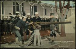 DETENTIONERS RECEIVING INSTRUCTIONS IN GUNNERY DRILL. U.S. NAVAL DISCIPLINARY BARRACKS. PUGET SOUND NAVY YARD. BREMERTON, WASH.