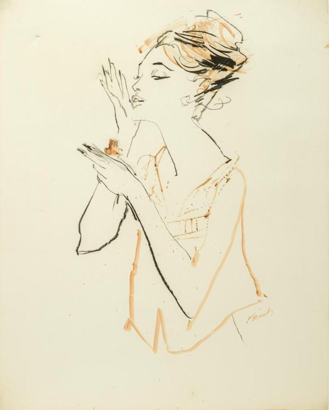 Young lady applying powder