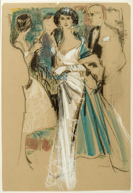 Lady in white ball gown