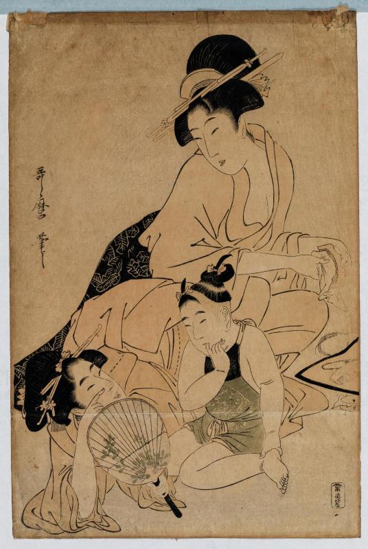 Woman Playing with a Baby While Another Woman Cleans Combs