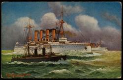 Multiple steamships at sea.