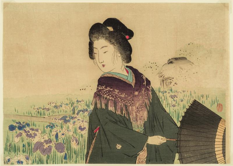 Iris (Ayame), frontispiece illustration from the literary magazine Bungei kurabu, vol. 13, no.7