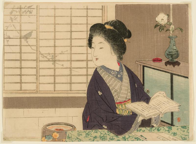 The Shadow of a Bird (Tori kage), frontispiece illustration from the literary magazine Bungei kurabu, vol. 15, no. 3