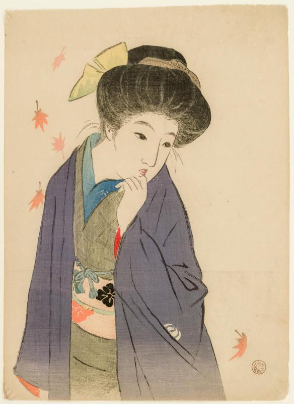 A Balmy Autumn Day (Koharubiyori), frontispiece illustration from the literary magazine Bungei kurabu, vol. 16, no. 15