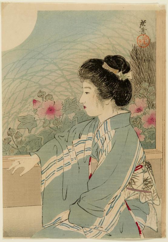 Night of Hope (Nozomi no yoru), frontispiece illustration from the literary magazine Bungei kurabu, vol. 15, no.11