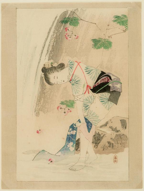 The Spray of the Waterfall (Taki shibuki), frontispiece illustration from the literary magazine Bungei kurabu, vol. 11, no. 9