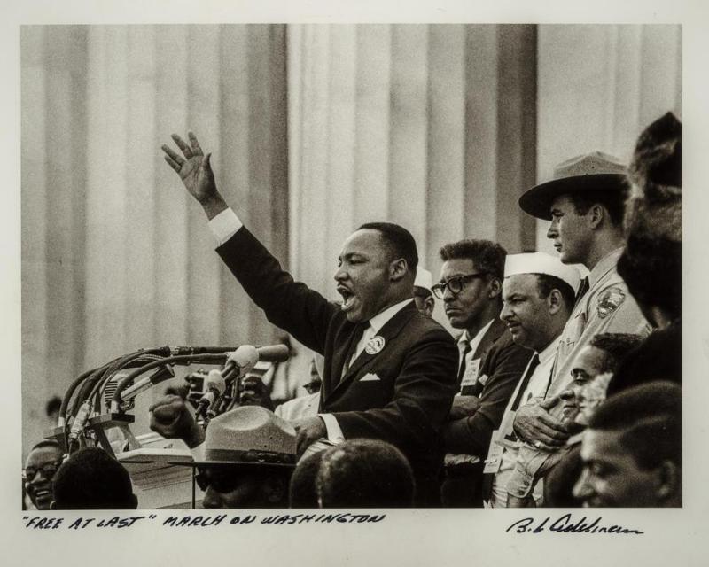 King Ends his Speech with the Words of the Old Negro spiritual "Free at Last! Free at Last! Thank God Almighty, We are Free at Last", Washington D.C.