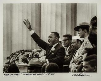 King Ends his Speech with the Words of the Old Negro spiritual "Free at Last! Free at Last! Thank God Almighty, We are Free at Last", Washington D.C.