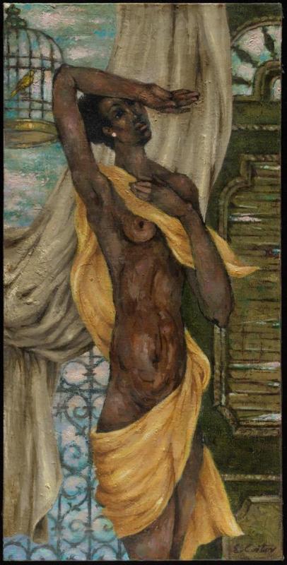 Draped Figure with Bird