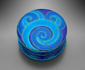 Covered box (blue spirals)