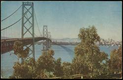 San Francisco-Oakland Bay Bridge photographed from Yerba Buena Island looking over the bay to San Francisco.