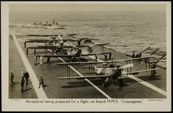 Aeroplanes being prepared for a flight, on board H.M.S. "Courageous."