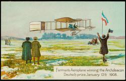 Farman's Aeroplane winning the Archdeacon Deutsch prize January 13th 1908.