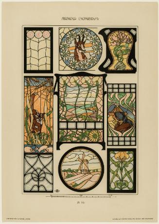 Plate A16, Vorbilder für Kunstverglasungen im Stile der Neuzeit, Erste Serie