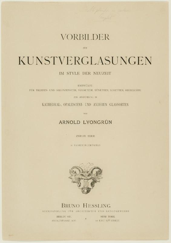 Title page for Vorbilder für Kunstverglasungen im Stile der Neuzeit, Zweite Serie