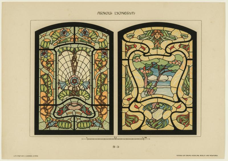 Plate B3, Vorbilder für Kunstverglasungen im Stile der Neuzeit, Zweite Serie