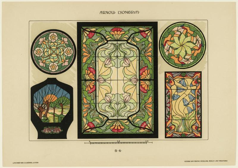 Plate B6, Vorbilder für Kunstverglasungen im Stile der Neuzeit, Zweite Serie