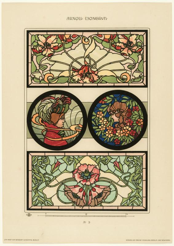 Plate A3, Vorbilder für Kunstverglasungen im Stile der Neuzeit, Erste Serie