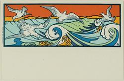 Seagulls in the waves