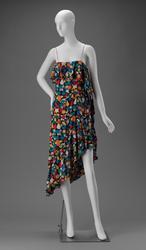 Multi-colored silk printed dress, 1970s