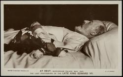 AT REST, BUCKINGHAM PALACE, MAY, 1910. THE LAST PHOTOGRAPH OF THE LATE KING EDWARD VII.

