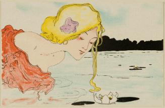 Woman looking at a water-flower, from the series Love Thoughts